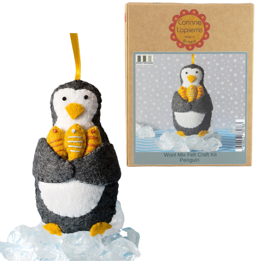 Christmas Penguin Hanging Ornament | Mini Felt Sewing Kit | Corinne Lapierre