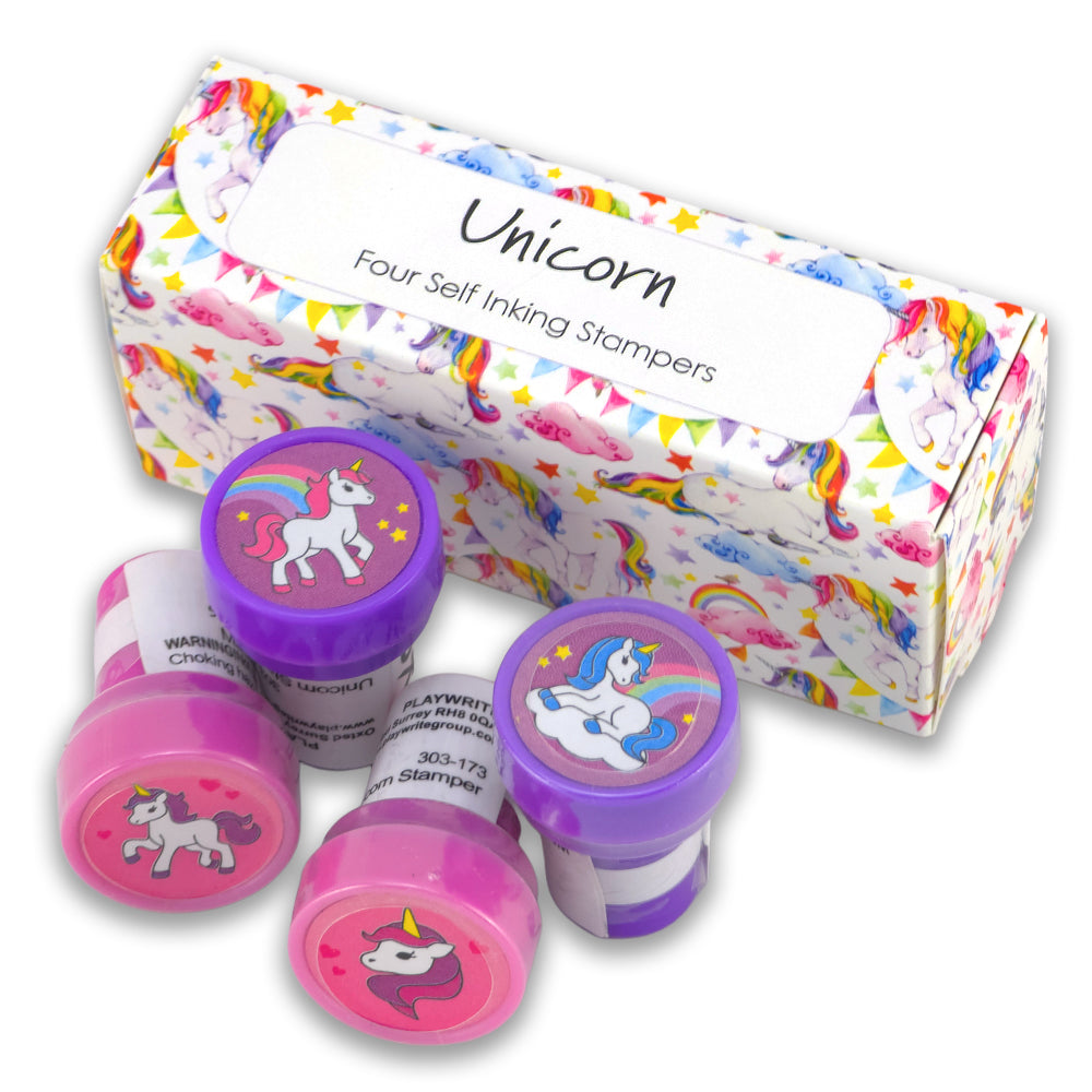 Unicorn | 4 Self Inking Stampers for Kids | Cracker Filler | Party Bag Gift