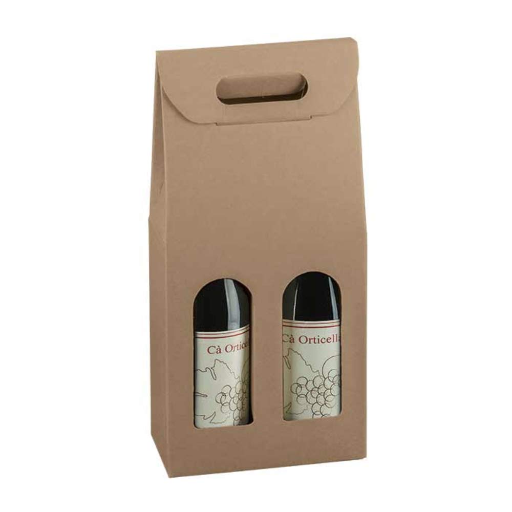 Kraft Cardboard Wine Bottle Gift Box for 2 Bottles