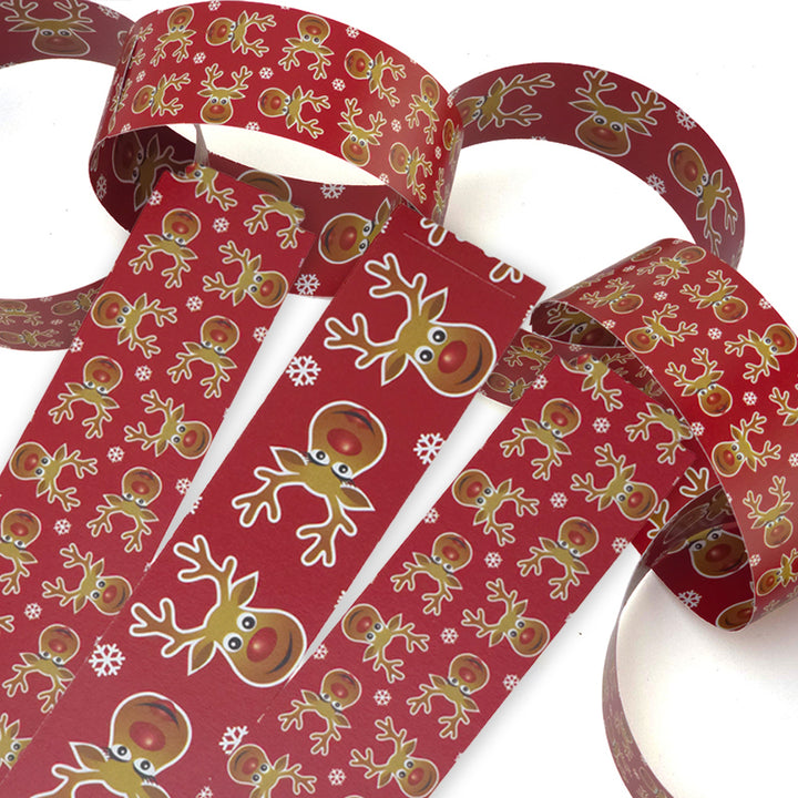 30 Reusable Christmas Paper Chains | Cheery Rudolph | No Glue Needed | 2.5m