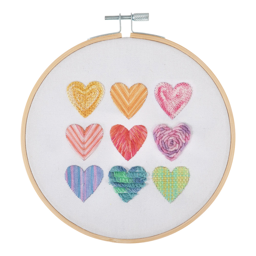 Ombre Hearts | Embroidery Craft Kit with Hoop | 15cm | Boxed Gift