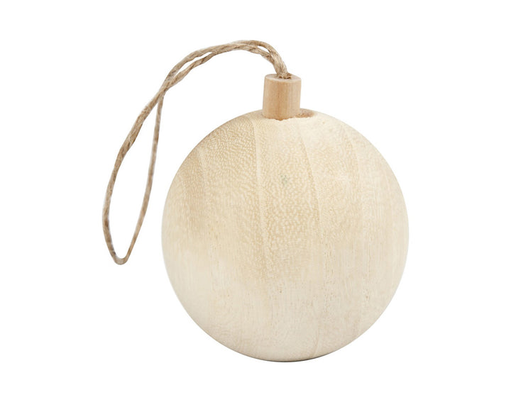 Natural Wooden Round Christmas Tree Bauble to Decorate | Choice of Size