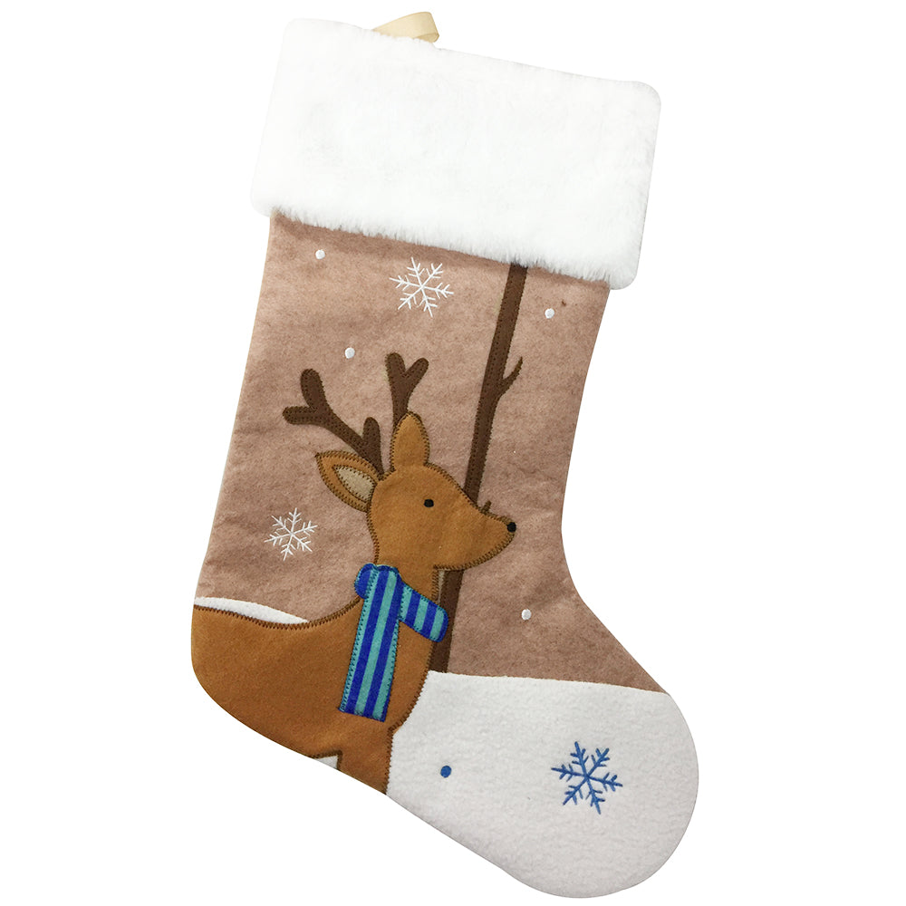 45cm Felt Christmas Stocking | Reindeer Design