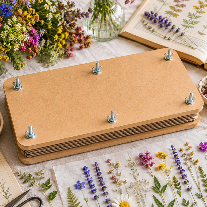 Large &amp; Long 35cm x 16cm Rectangular Wooden Flower Press
