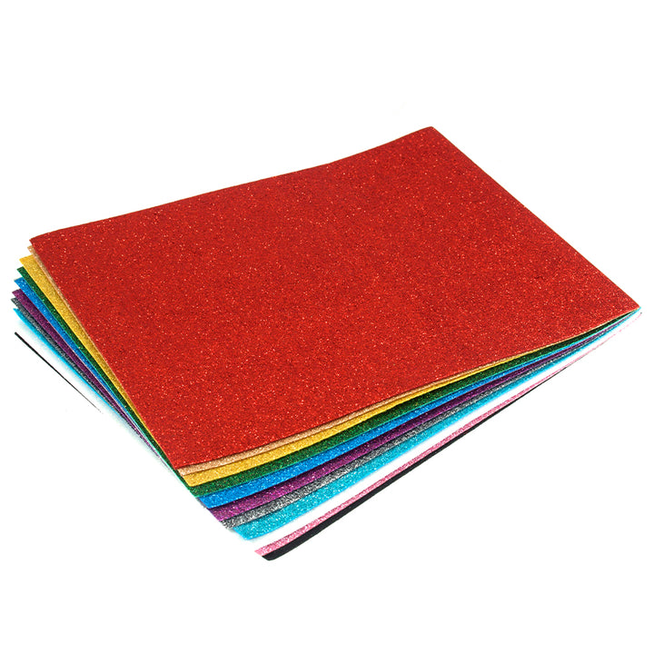12 Sheets of Assorted Glitter Felt | 30 x 23cm | Stiff Sewing &amp; Craft Felt