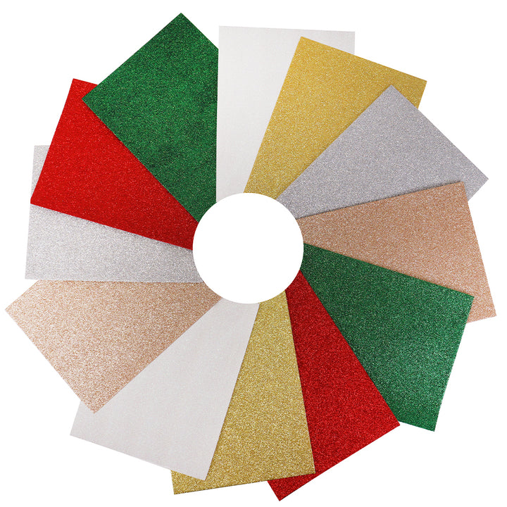 12 Sheets Assorted Glitter Felt | 30 x 23cm | Stiff Sewing &amp; Craft Felt