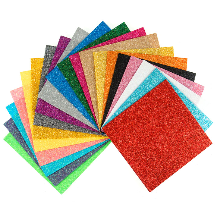 20 Sheets Assorted Glitter Felt | 15 x 15cm | Stiff Sewing &amp; Craft Felt