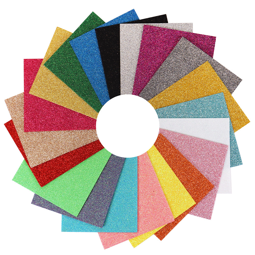 20 Sheets Assorted Glitter Felt | 15 x 15cm | Stiff Sewing &amp; Craft Felt