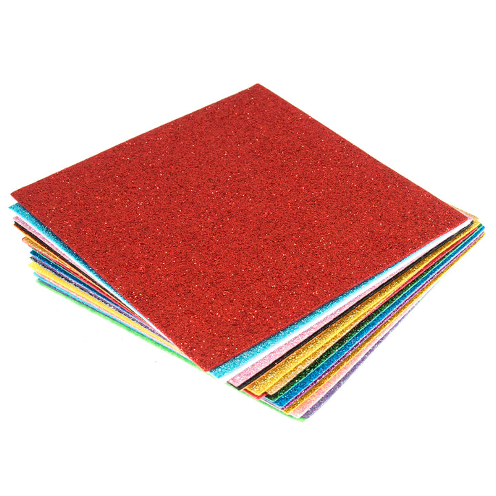 20 Sheets Assorted Glitter Felt | 15 x 15cm | Stiff Sewing &amp; Craft Felt