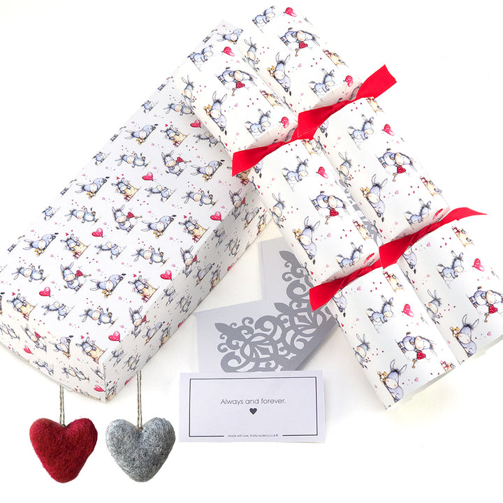 Cute Donkey Love | Pair of Filled Valentine's Day Crackers | Choice of Gifts