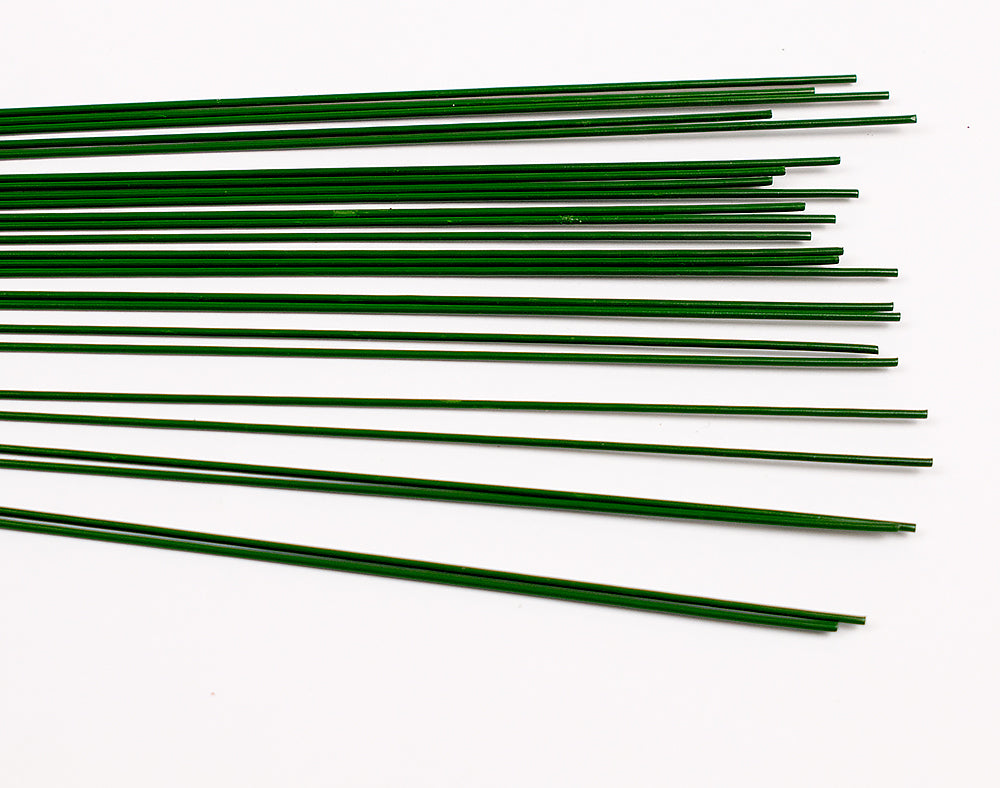 0.4-1.6mm Green Varnished Floristry Stub Wires - 30cm Long