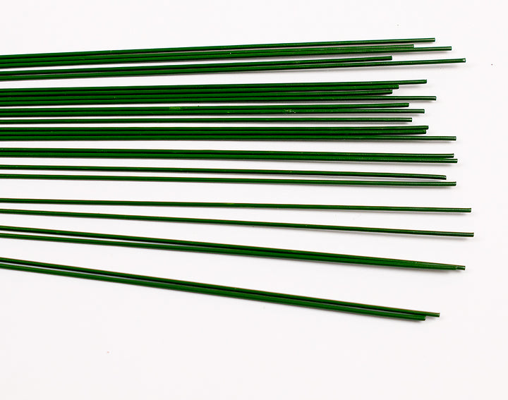 0.4-1.6mm Green Varnished Floristry Stub Wires - 30cm Long