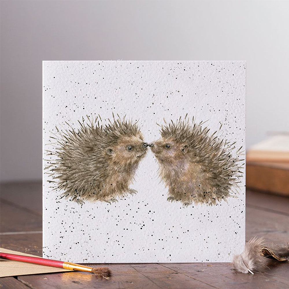 Hogs & Kisses | Hedgehog | Blank Card | 15x15cm | Wrendale Designs