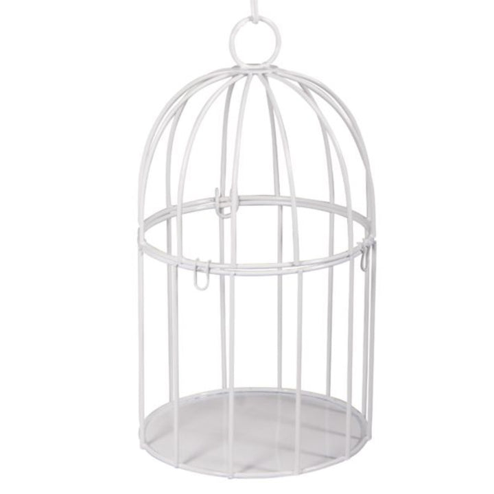20.5cm White Metal Wire Bird Cage for Floristry or Wedding Crafts