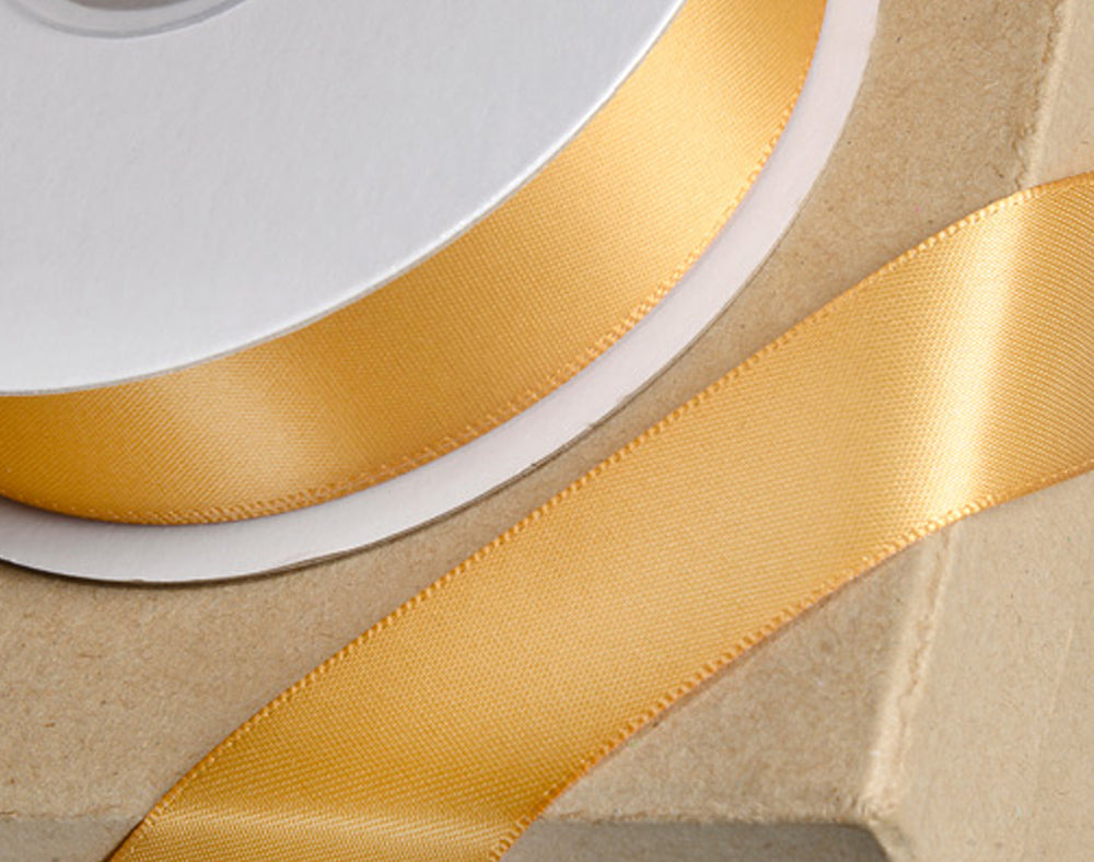 25m Old Gold 15mm Wide Satin Ribbon for Crafts