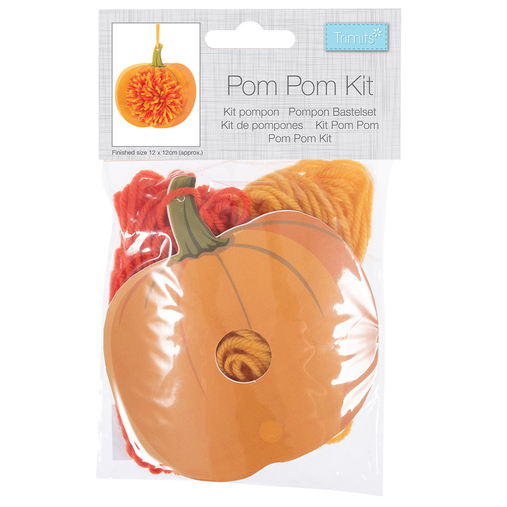 Halloween Pumpkin | Pom Pom Hanging Ornament Craft Kit for Kids