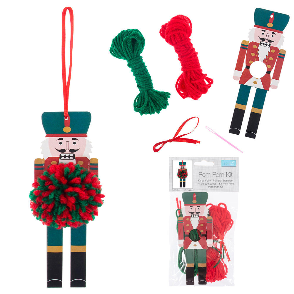Christmas Nutcracker | Pom Pom Hanging Ornament Craft Kit for Kids