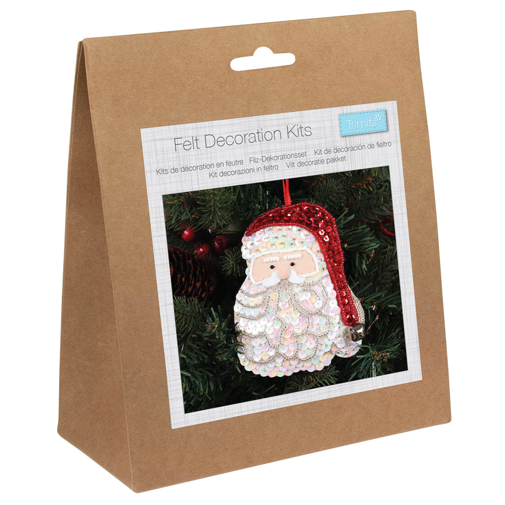 Santa | Felt, Sequin &amp; Bead Sewing Kit | Christmas Ornament Craft