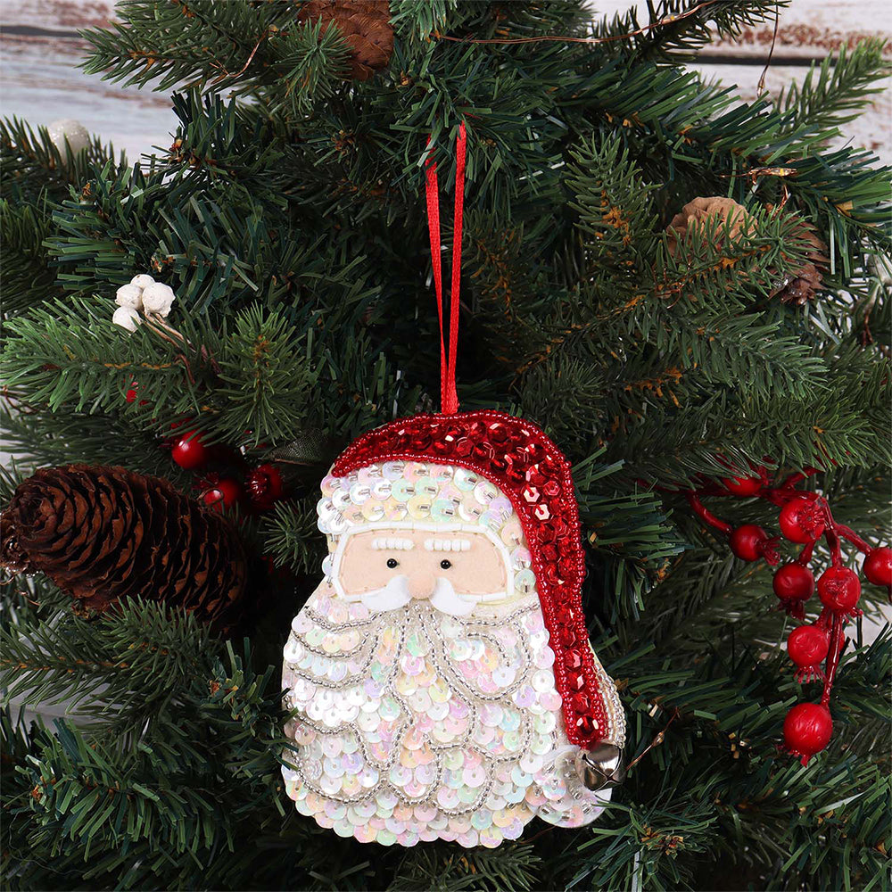 Santa | Felt, Sequin &amp; Bead Sewing Kit | Christmas Ornament Craft