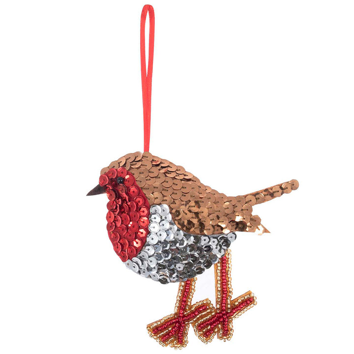 Robin | Felt, Sequin &amp; Bead Sewing Kit | Christmas Ornament Craft