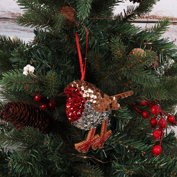 Robin | Felt, Sequin &amp; Bead Sewing Kit | Christmas Ornament Craft
