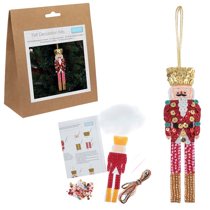 Nutcracker | Felt, Sequin &amp; Bead Sewing Kit | Christmas Ornament Craft