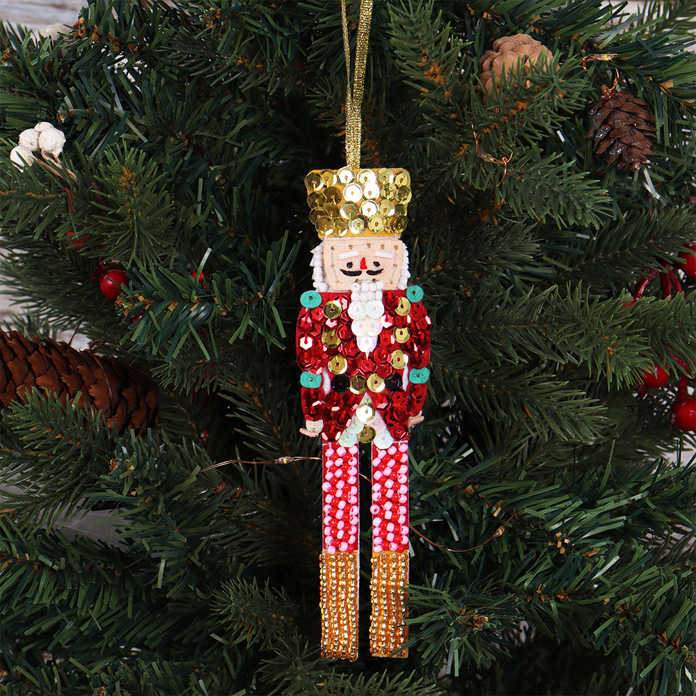 Nutcracker | Felt, Sequin &amp; Bead Sewing Kit | Christmas Ornament Craft