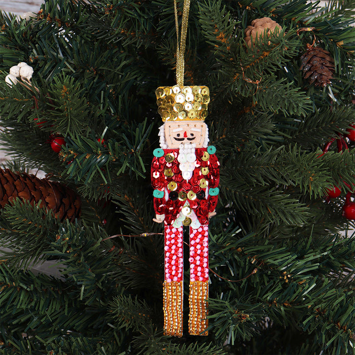 Nutcracker | Felt, Sequin &amp; Bead Sewing Kit | Christmas Ornament Craft