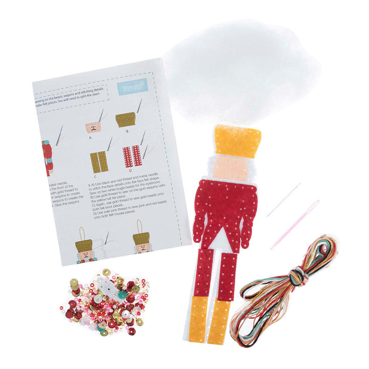 Nutcracker | Felt, Sequin &amp; Bead Sewing Kit | Christmas Ornament Craft