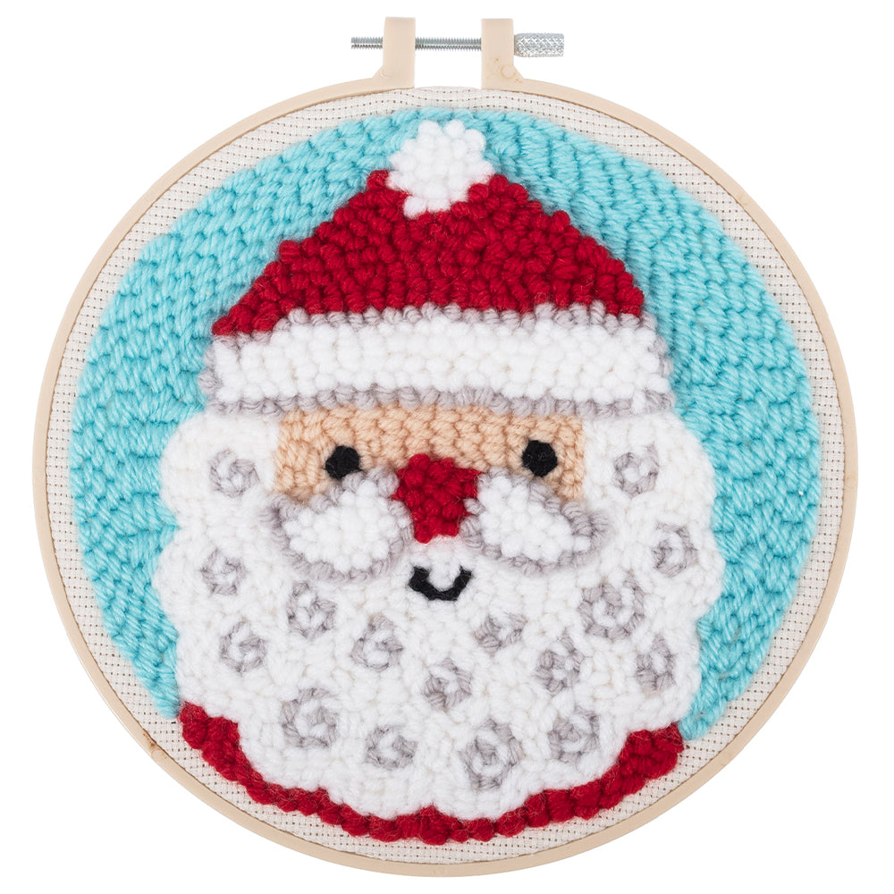 Father Christmas Hoop | Embroidery &amp; Punch Needle Craft Kit | Boxed Set