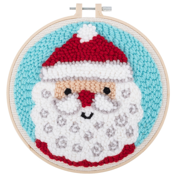 Father Christmas Hoop | Embroidery &amp; Punch Needle Craft Kit | Boxed Set