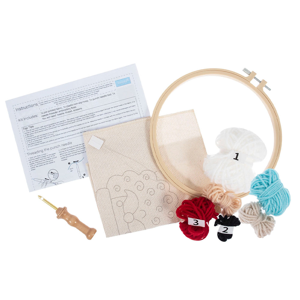 Father Christmas Hoop | Embroidery &amp; Punch Needle Craft Kit | Boxed Set