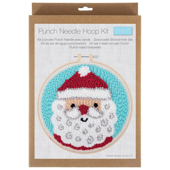 Father Christmas Hoop | Embroidery &amp; Punch Needle Craft Kit | Boxed Set