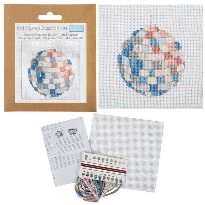 Disco Ball | Mirror Ball | Mini Counted Cross Stitch Kit | 13cm