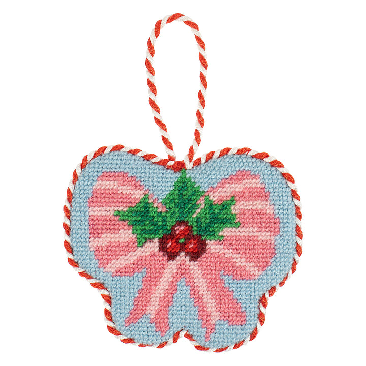 Christmas Bow Ornament | Half Stitch Tapestry Decoration Kit | 14.5cm Wide