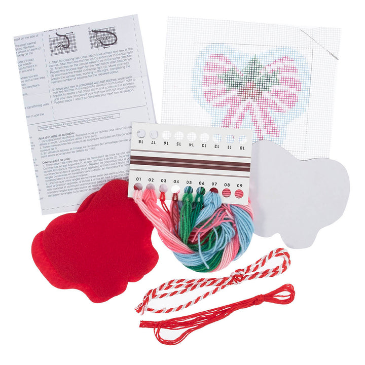 Christmas Bow Ornament | Half Stitch Tapestry Decoration Kit | 14.5cm Wide