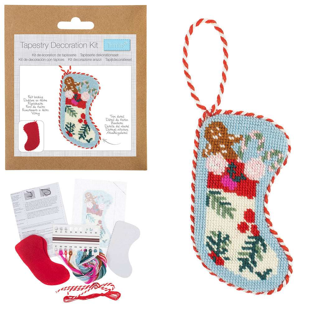 Christmas Stocking Ornament | Half Stitch Tapestry Decoration Kit | 19cm
