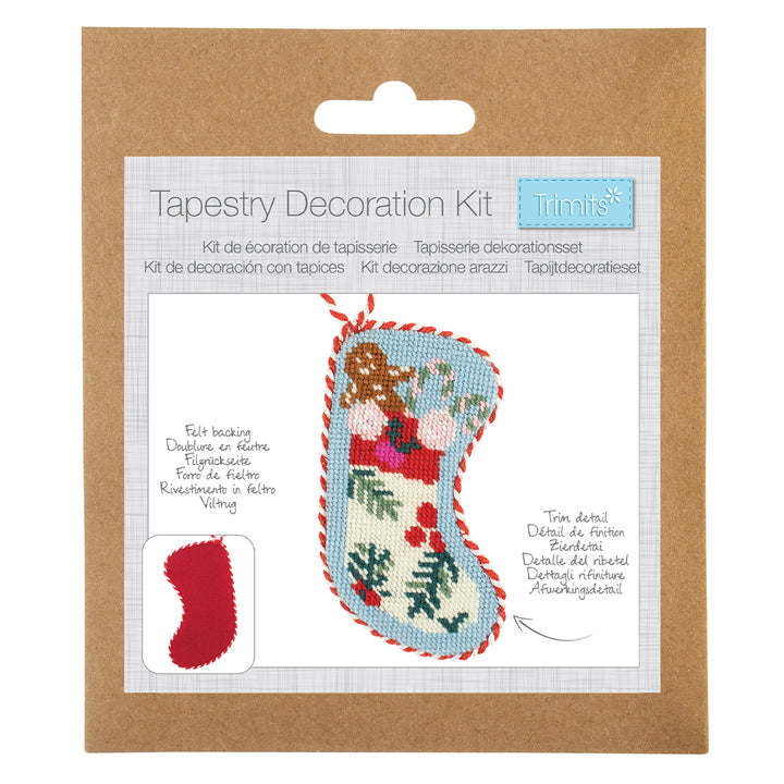 Christmas Stocking Ornament | Half Stitch Tapestry Decoration Kit | 19cm