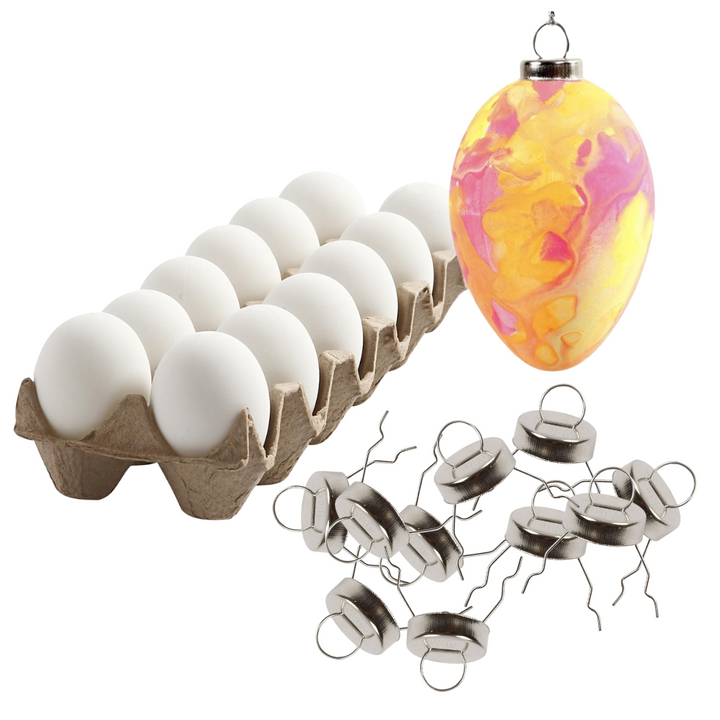 Decorate your Own Hanging Easter Tree Egg Baubles with Silver Hangers