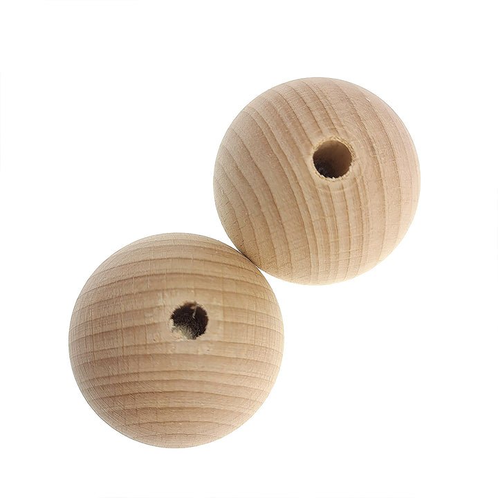 Untreated Round Wooden Beads with Threading Holes for Crafts