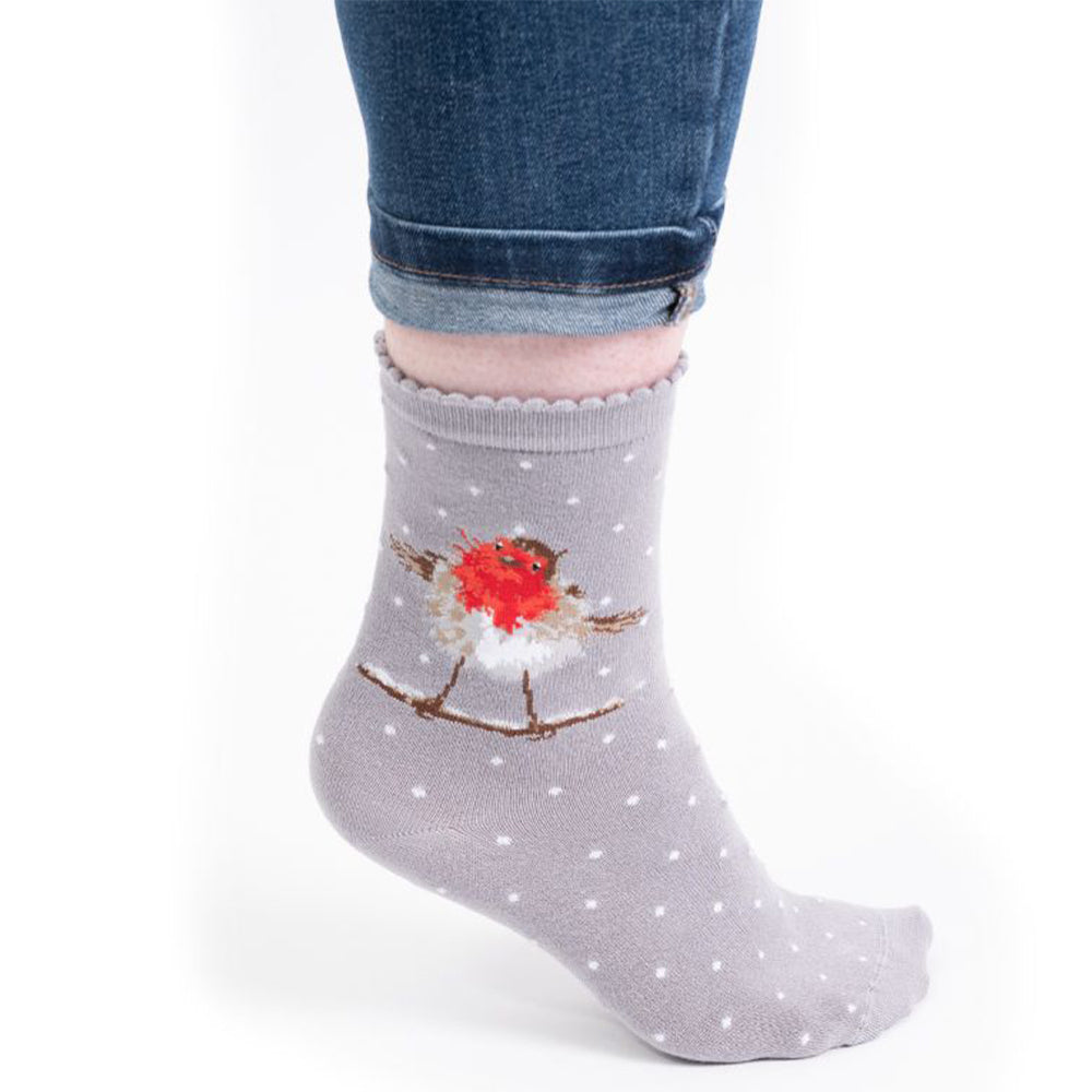 Festive Robin | Ladies Supersoft Bamboo Socks | One Size | Wrendale Designs