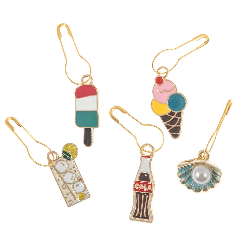 Pretty Metal Charm Stitch Markers | Tube of 5 | Little Gift | Cracker Filler