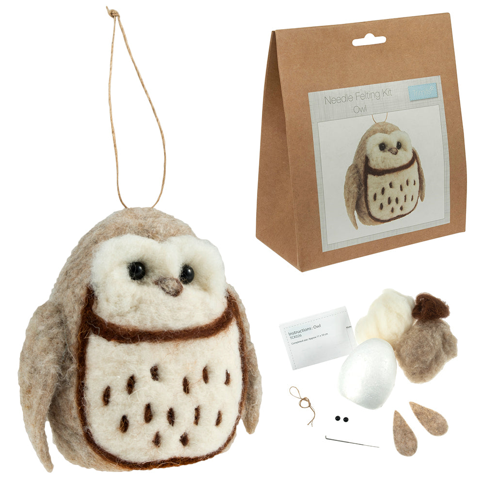 Fluffy Owl | Needle Felting Craft Kit | Hanging Decoration