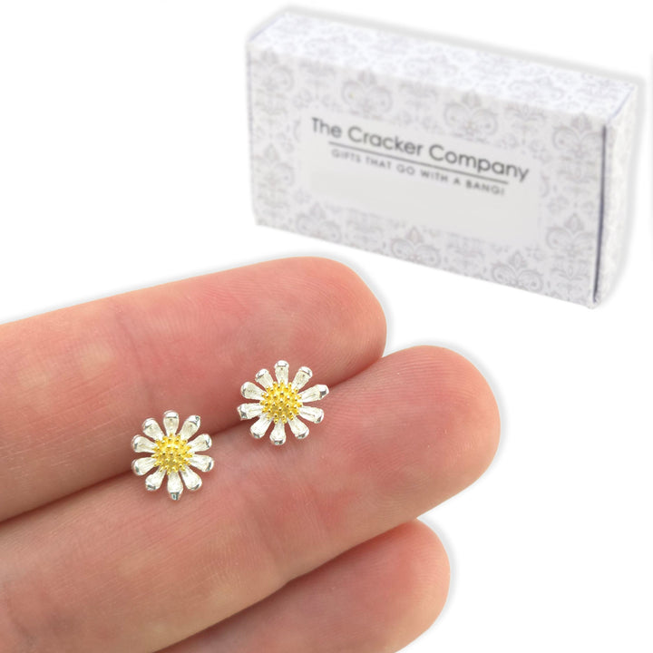 Daisy Earrings | Sterling Silver & Yellow Gold | Mini Gift | Cracker Filler
