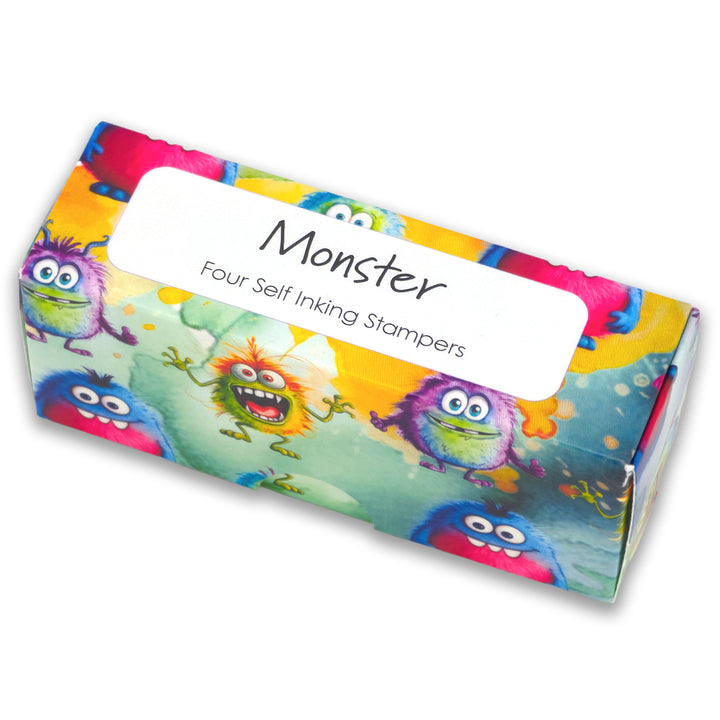 Monster | 4 Self Inking Stampers for Kids | Cracker Filler | Party Bag Gift