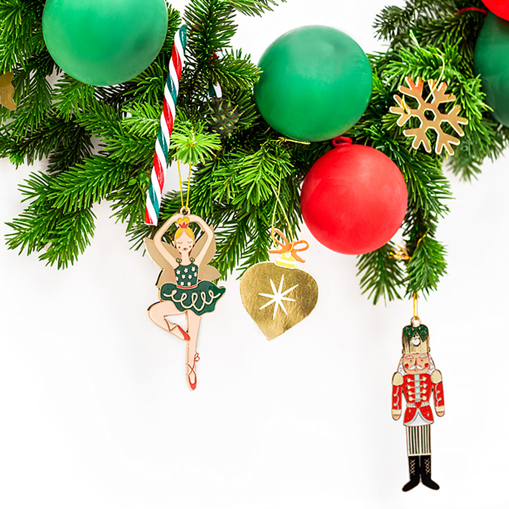 9.5cm Enamelled Metal Nutcracker Hanging Christmas Tree ornament