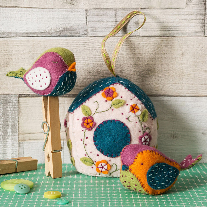 Birds & Birdhouse| Felt Sewing Kit | Makes 3 Items | Corinne Lapierre