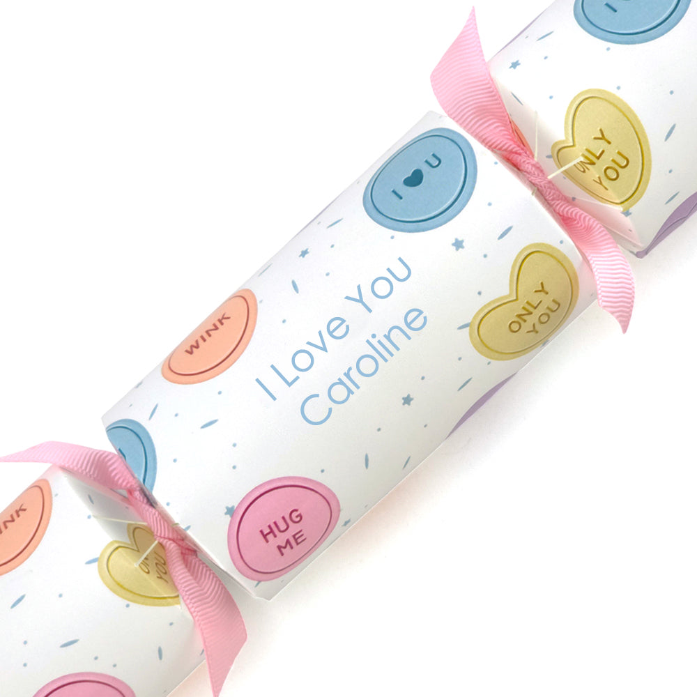 I Love You | Personalised Valentines Cracker Craft Kit | Candy Hearts | Single