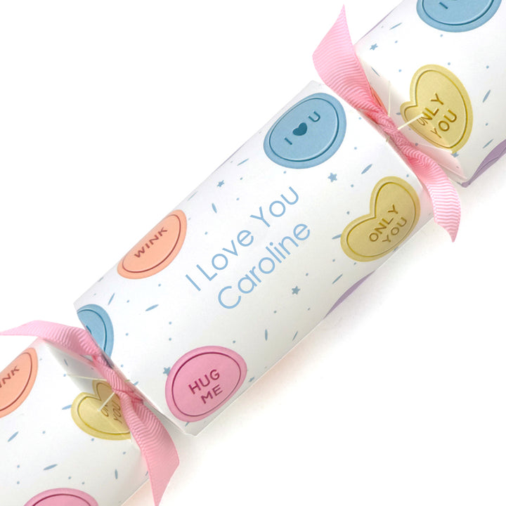 I Love You | Personalised Valentines Cracker Craft Kit | Candy Hearts | Single