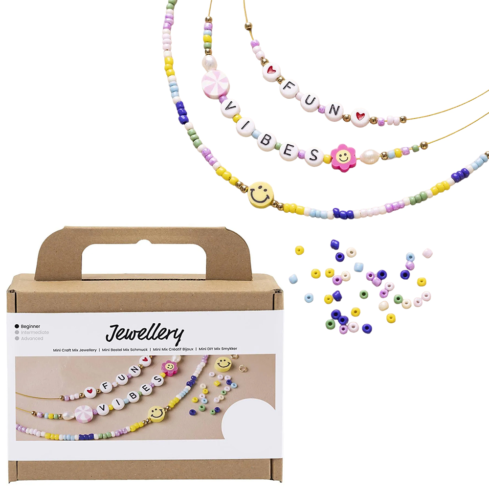 Fun Necklaces | Kids Jewellery Craft Kit | Makes 3 | Boxed Kit